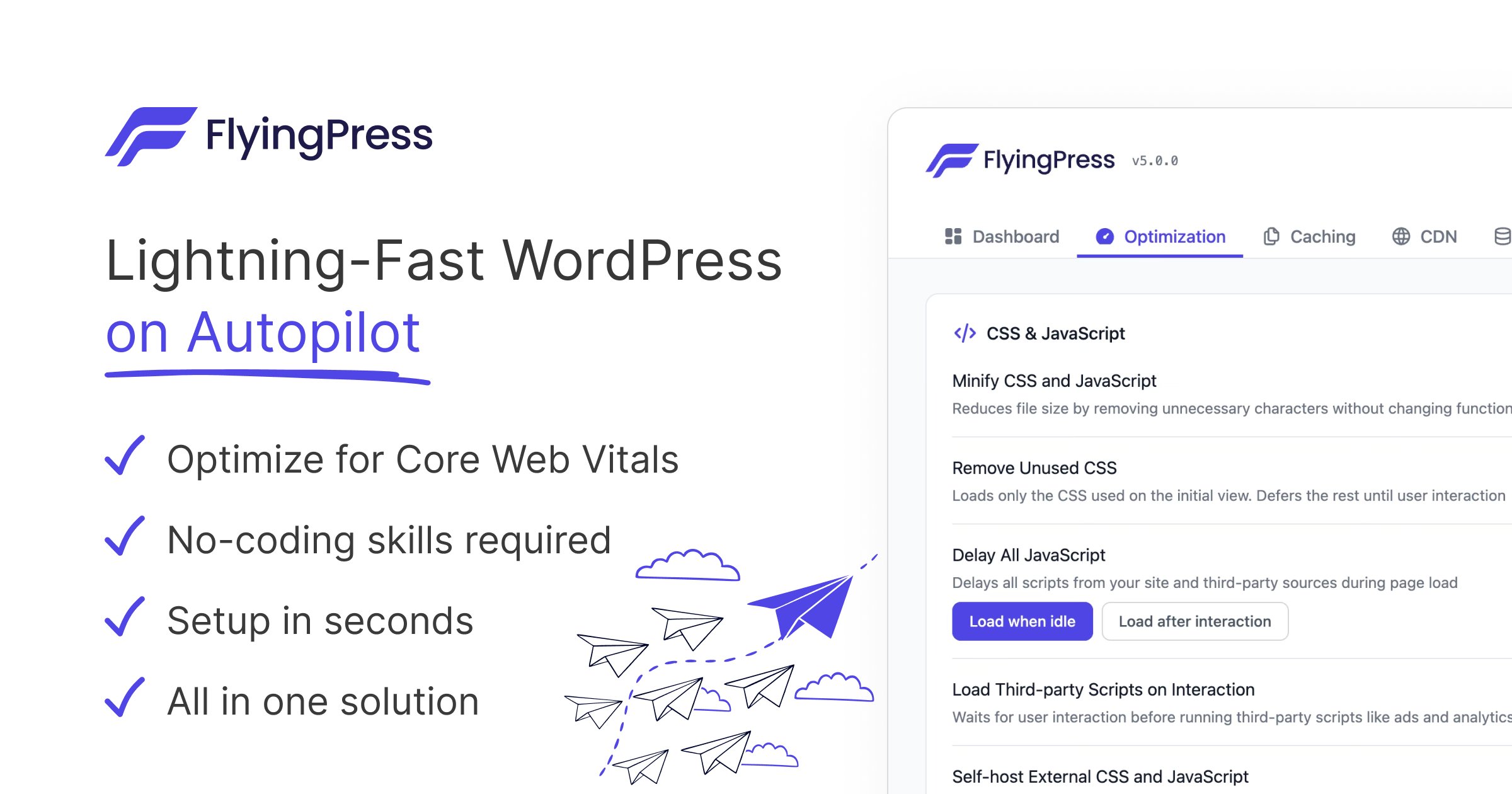 GijoVarghese_'s tweet card. Lightning-Fast WordPress on Autopilot FlyingPress is a lightweight and easy to use speed optimization plugin for WordPress. Boost your websites' Core Web Vitals