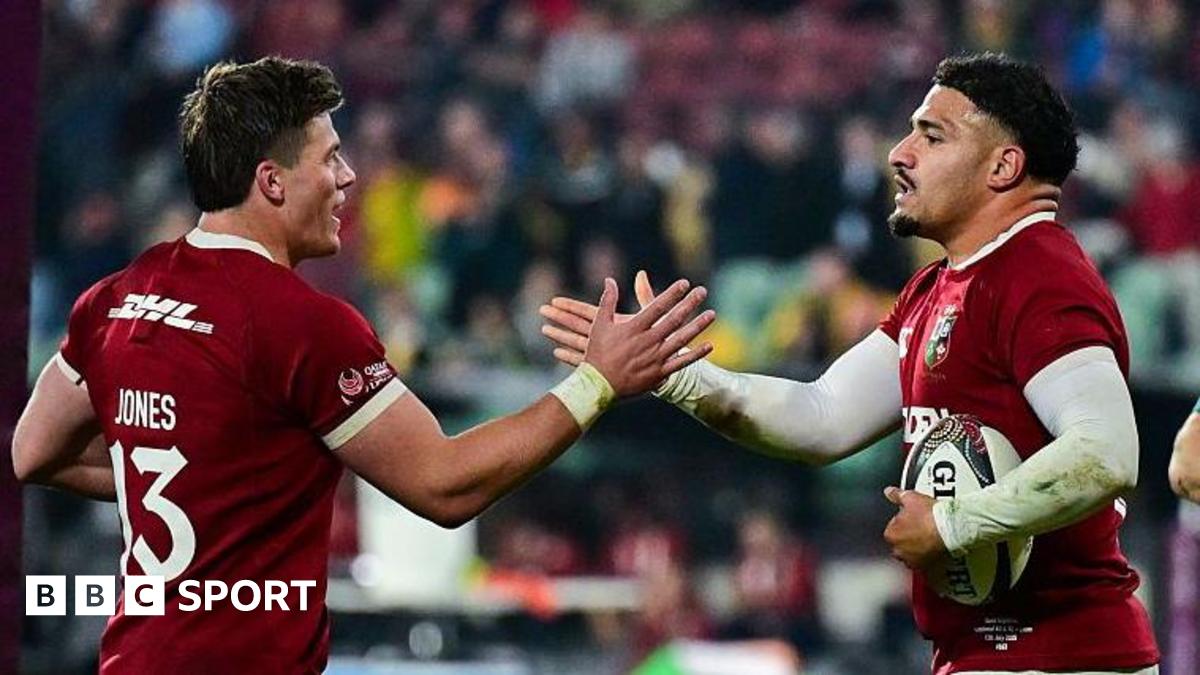 TEnglishSport's tweet card. Scotland head coach Gregor Townsend talks through the threats Huw Jones and Sione Tuipulotu pose in the British & Irish Lions' first Test in Australia.