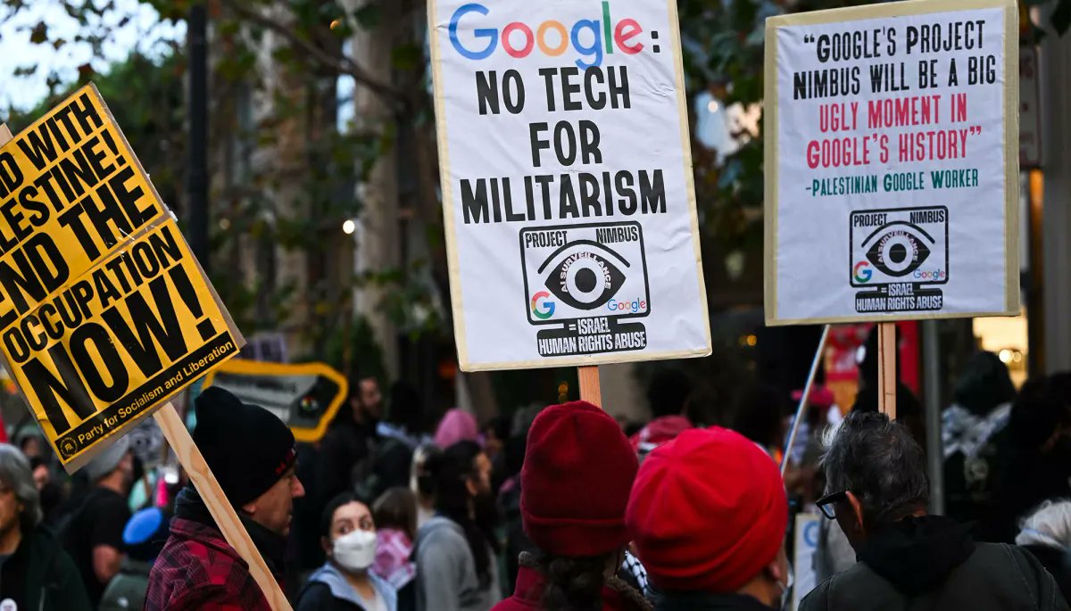 tech4palestine's tweet card. This article was first published in Arabic on 7iber by Reem Almasri - April 21, 2025. Since opening its offices in Israel in 2013, Google has shown ongoing admiration for the state's role in the...