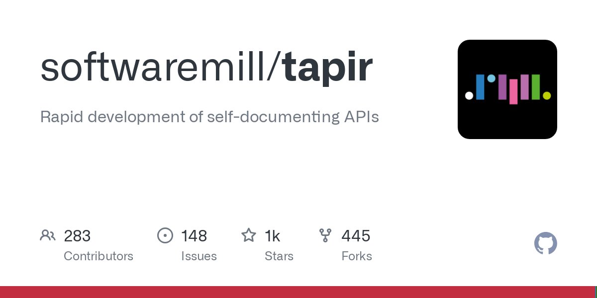 adamwarski's tweet card. Rapid development of self-documenting APIs. Contribute to softwaremill/tapir development by creating an account on GitHub.