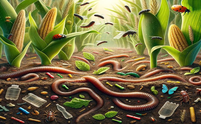 TheOutpostPcast's tweet card. Earthworms can mitigate the negative effects of microplastics on tomato plants, enhancing growth and defense against herbivores. This study suggests earthworms boost plant resilience and antioxidant...