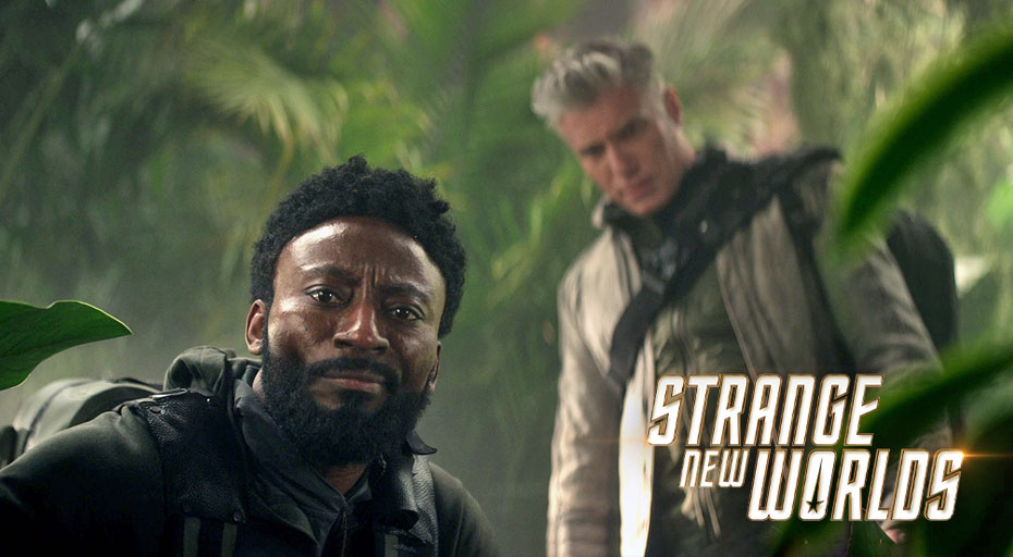 TrekCore's tweet card. M'Benga and Pike head to an abandoned research planet in "Shuttle to Kenfori," this week's dangerous new STAR TREK: STRANGE NEW WORLDS adventure