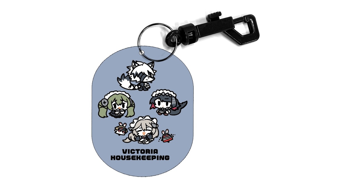 rameko1012's tweet card. 約60×60mm P型プラパーツ マットなアクリル板を使用し ヴィクトリア家政のみんなを描きました!