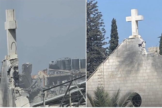 mlkubacki's tweet card. La paroisse de la Sainte-Famille, seule église latine (catholique romaine) de l’enclave palestinienne, a été touchée le 17 juillet 2025 par une explosion, tuant