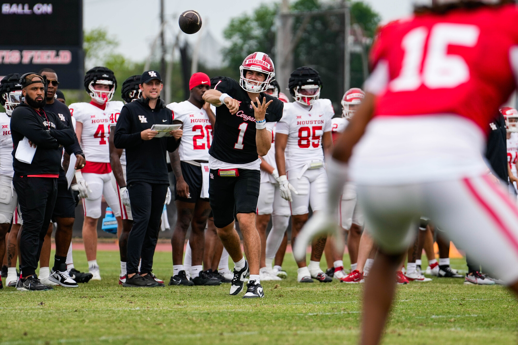LVann_Sports's tweet card. Conner Weigman, a Texas A&M transfer and native Houstonian, is treating his offensive line in the most Houston way possible.
