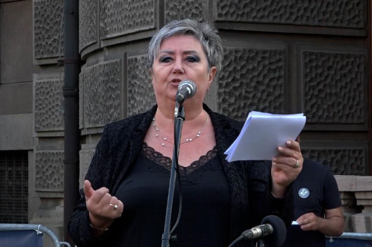 istinomer's tweet card. Dekanka Natalija Jovanović je na protestu u Nišu napadnuta nožem, a ovaj napad desio se nakon višenedeljne kampanje koju protiv nje vode predstavnici vlasti i njima naklonjeni tabloidi.
