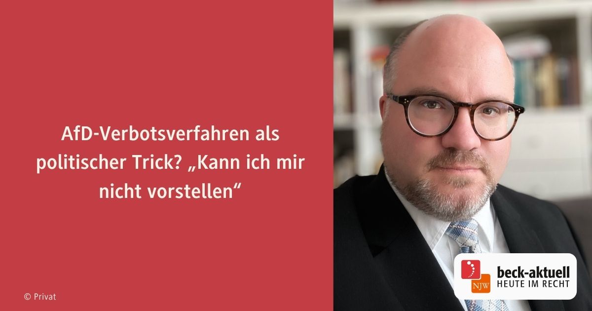maximilian_amos's tweet card. Ist die Forderung nach einem Verbotsverfahren nur ein politischer Trick, um Lars Klingbeil ins Kanzleramt zu bekommen? Wohl eher nicht, erklärt Markus Thiel im Gespräch.