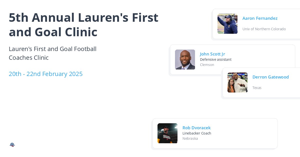 CoachSanchezDL's tweet card. Lauren's First and Goal Football Coaches Clinic