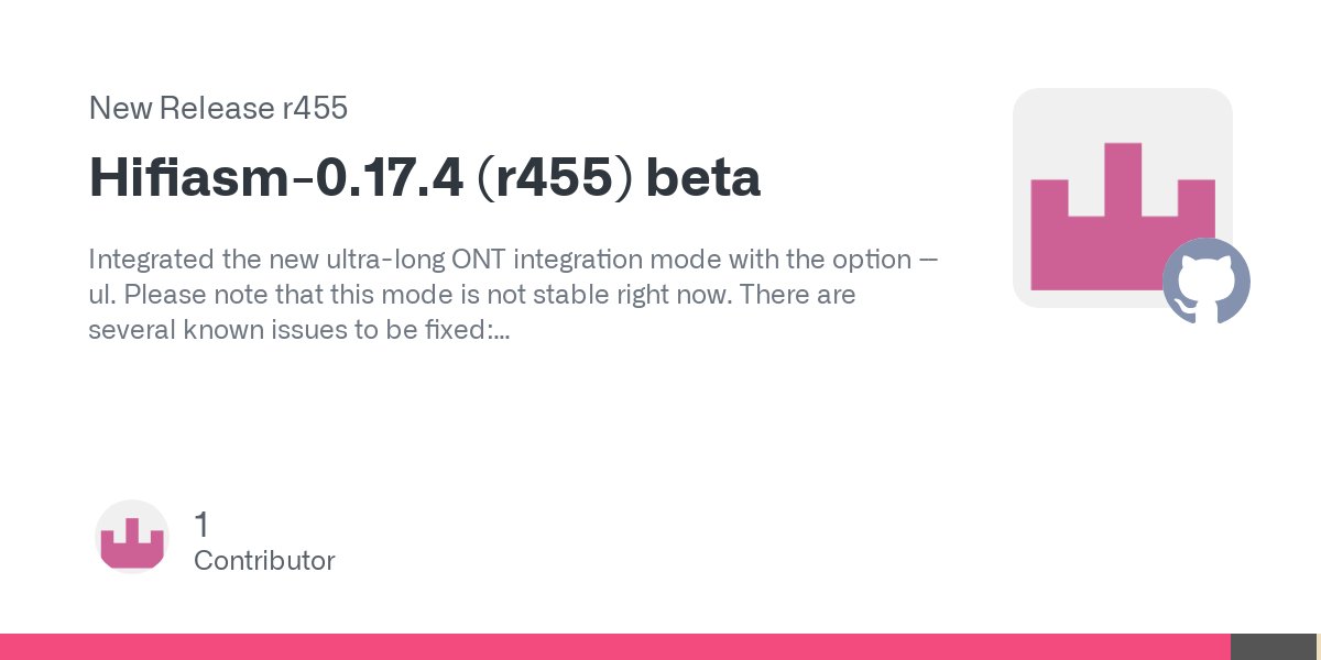 ChengChhy's tweet card. Integrated the new ultra-long ONT integration mode with the option --ul. Please note that this mode is not stable right now. There are several known issues to be fixed: The UL + HiC + trio might i...