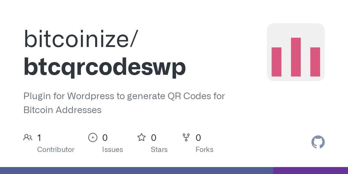 Bitcoinize's tweet card. Plugin for Wordpress to generate QR Codes for Bitcoin Addresses - bitcoinize/btcqrcodeswp
