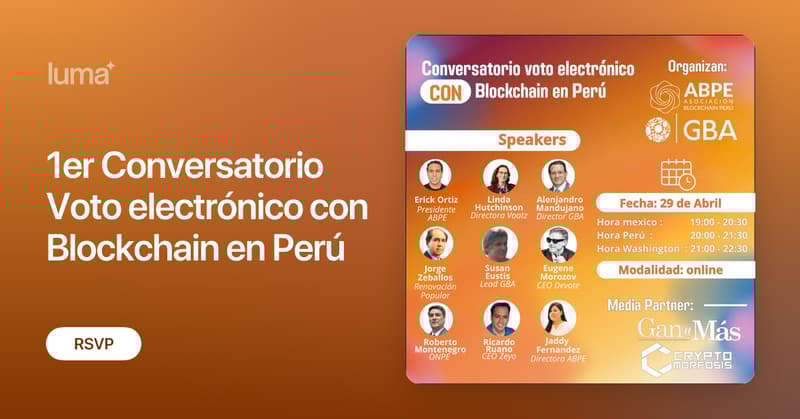 erickortizserk's tweet card. La Asociación Blockchain & DLT Perú (ABPE), en colaboración con la Government Blockchain Association (GBA), tiene el agrado de invitarlos al Primer…