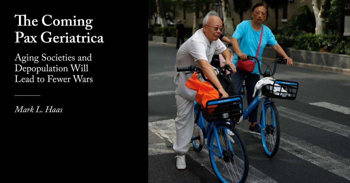 ForeignAffairs's tweet card. Aging societies and depopulation will lead to fewer wars.