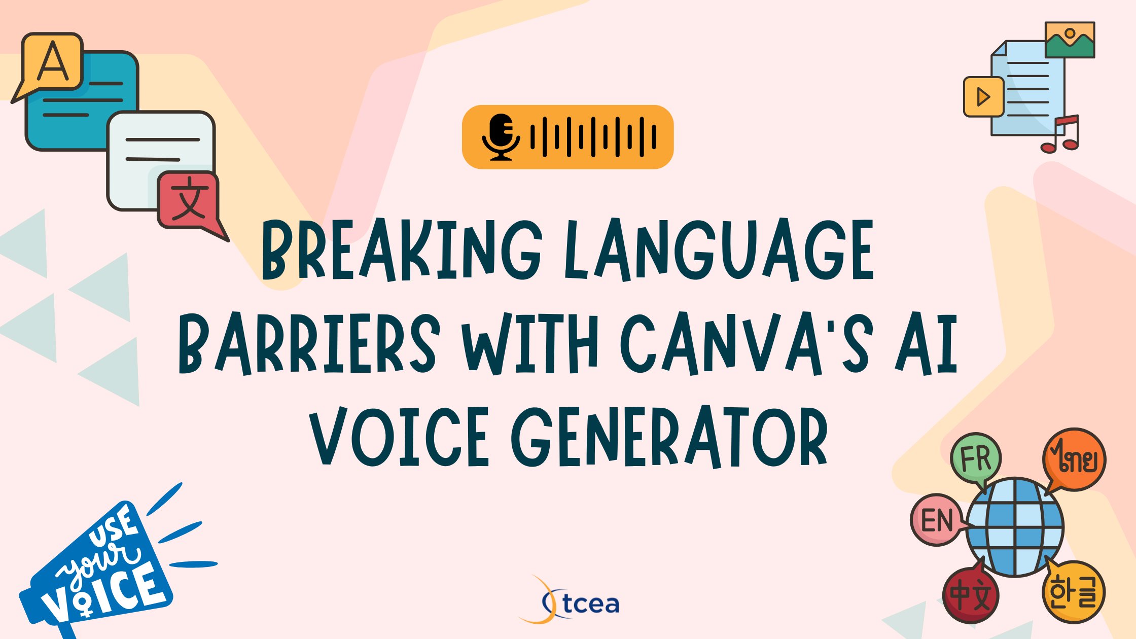 DrMVoth's tweet card. Break language barriers and make learning accessible in your classroom with Canva’s AI Voice Generator tool! Explore this and more at TCEA TechNotes Blog, your go-to source for educational technology...