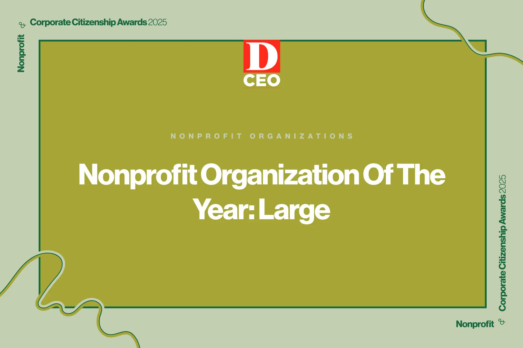 DMagazine's tweet card. The finalists for the category this year are Center for American and International Law, Our Calling, Parkland Health Foundation, and POETIC.