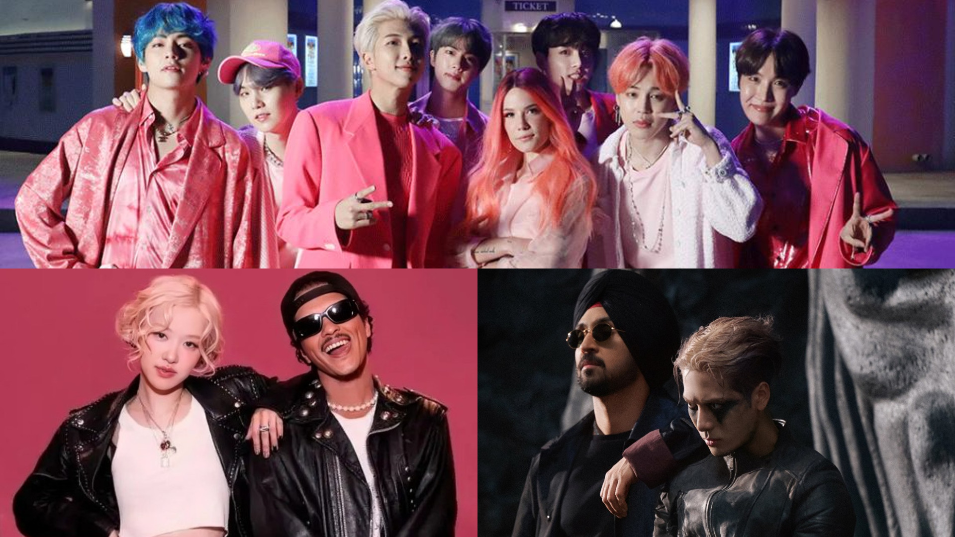 RollingStoneIN's tweet card. BTS, Rosé, Bruno Mars, Jackson Wang, and Diljit Dosanjh are among the stars shining in this list of groundbreaking K-pop collaborations.