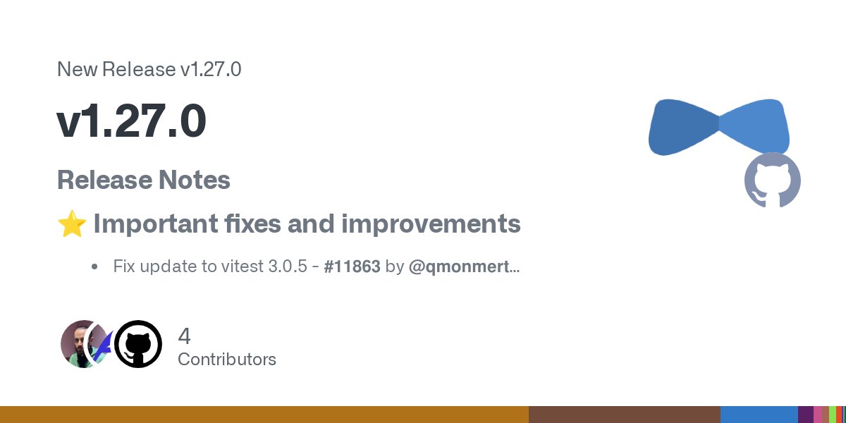 pascalgrimaud's tweet card. Release Notes ⭐ Important fixes and improvements Fix update to vitest 3.0.5 - #11863 by @qmonmert 💎 Features Add eslint-plugin-cypress to the ESLint config - #11835 by @qmonmert 🔧 Enhancements ...