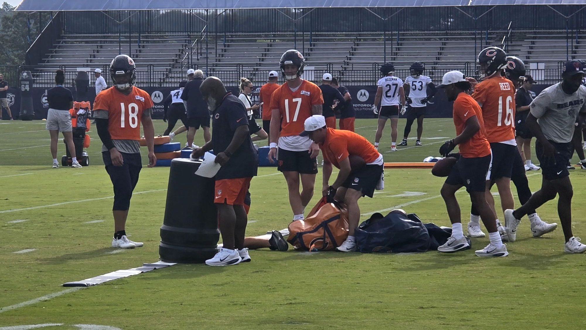 ClockerSports's tweet card. The Chicago Bears held their second practice of this year’s training camp, and some early themes are emerging.