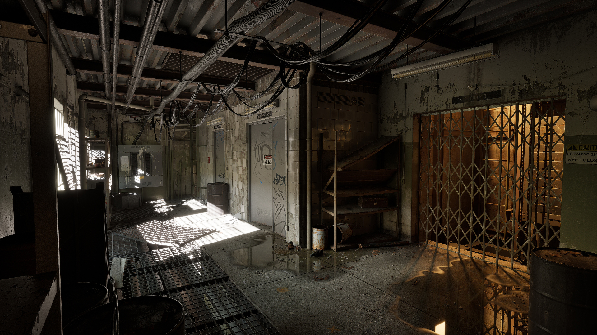 mac_shirk's tweet card. A small, non-modular utility room. Built with Nanite and Lumen.