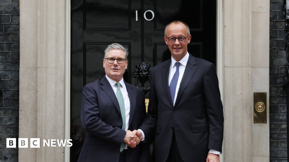 mark_9999999's tweet card. It comes as Friedrich Merz makes his first official visit to the UK as German chancellor.