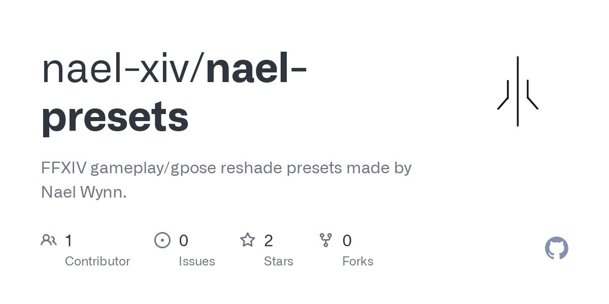 naelwynn_xiv's tweet card. FFXIV gameplay/gpose reshade presets made by Nael Wynn. - GitHub - nael-xiv/nael-presets: FFXIV gameplay/gpose reshade presets made by Nael Wynn.