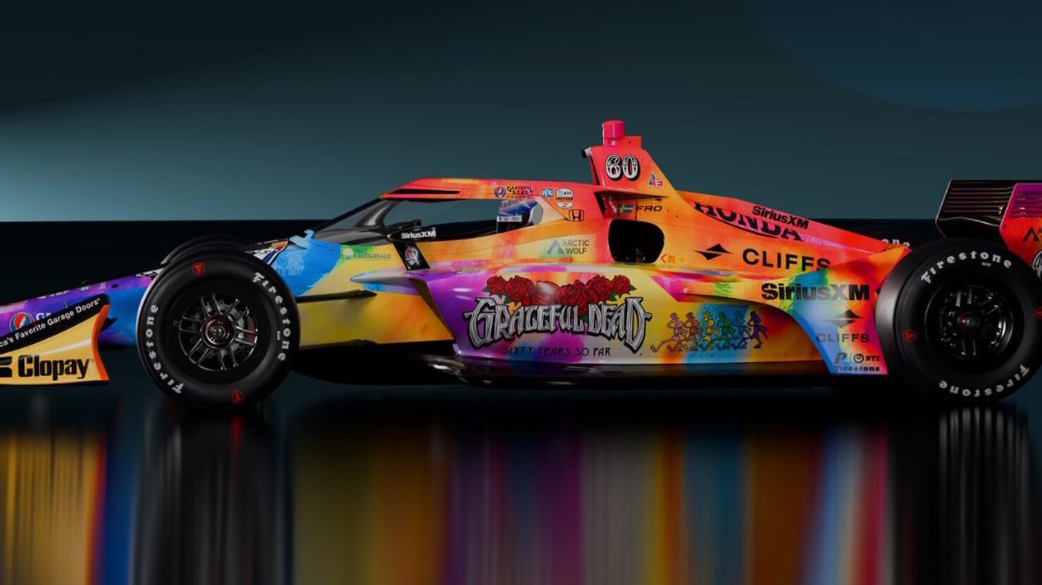 JamBase's tweet card. Felix Rosenvquist's car will sport a one-of-a-kind Grateful Dead livery during the next two IndyCar races.