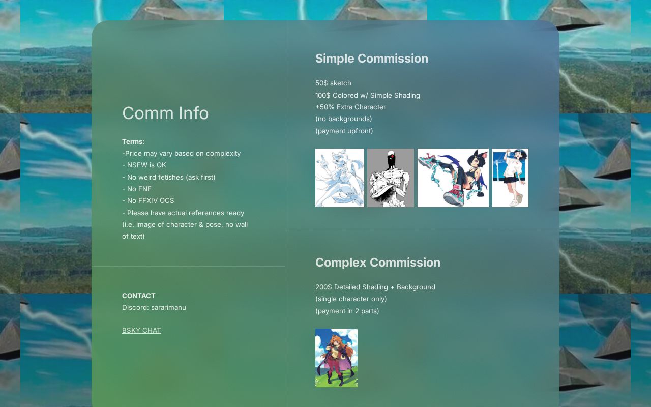 DONDRRR's tweet card. commission info