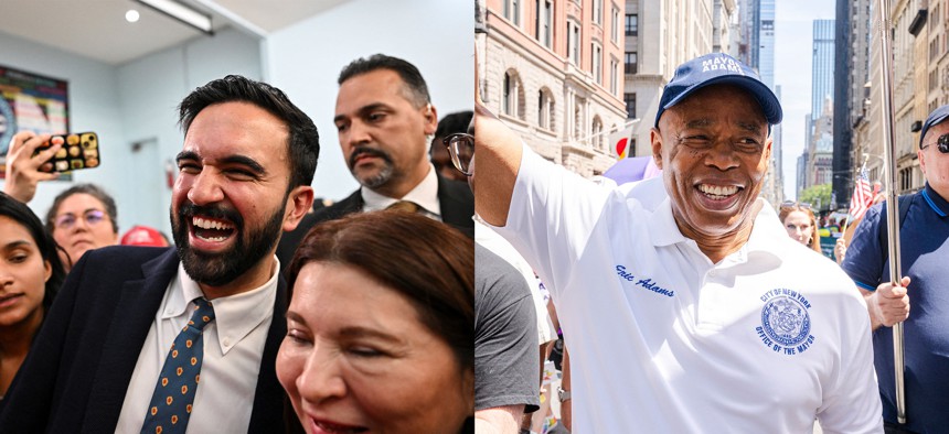 RalphOrtega's tweet card. If Andrew Cuomo was more of a rarified cardboard box, Adams is a true street campaigner.