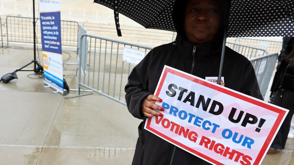 MrRDPierce's tweet card. The Supreme Court has extended a pause, for now, on a lower court ruling that struck down a key tool for protecting minority voters under the Voting Rights Act in seven states.