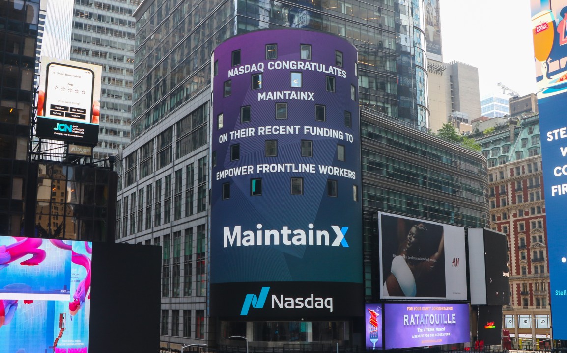 CTurlica's tweet card. It was a surreal moment for me to see the NASDAQ board in Times Square announcing our $50M in funding to help us empower frontline and manufacturing workers. When we first started MaintainX, we were...
