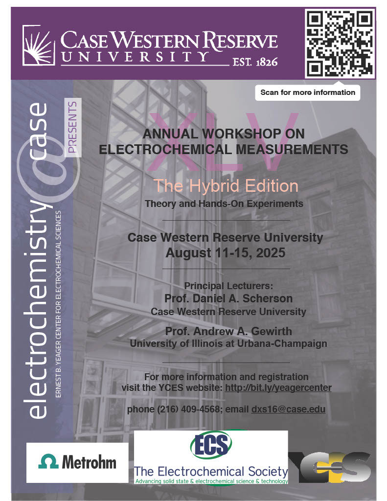 ECSorg's tweet card. Join the 45th Annual Workshop on Electrochemical Measurements from August 11-15, 2025CES) hosted by the Ernest B. Yeager Center for Electrochemical Sciences at Case Western Reserve University. This...