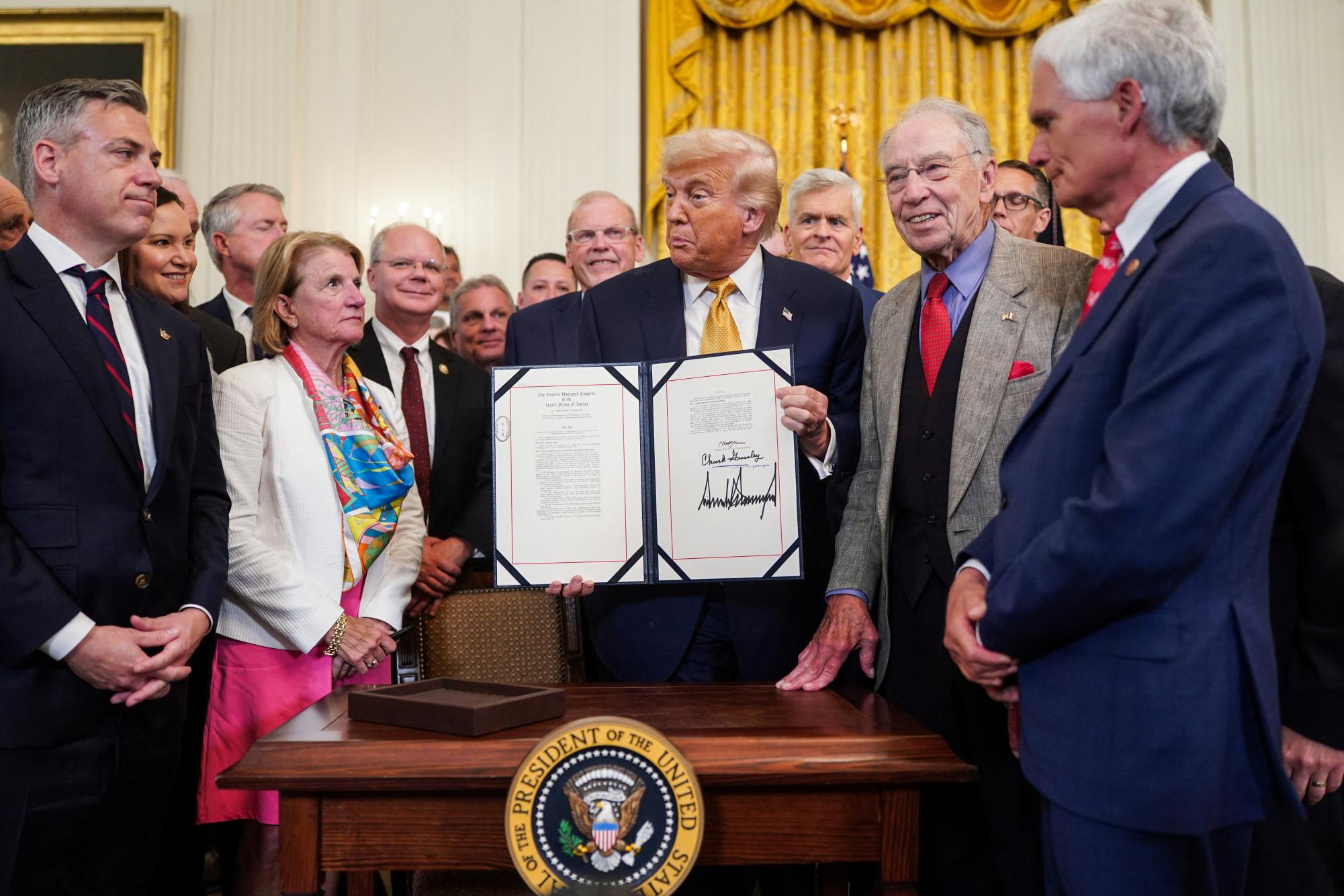 TheDailyIowan's tweet card. President Donald Trump signed a bill led by U.S. Sen. Chuck Grassley, R-Iowa, into law on Wednesday that aims to schedule fentanyl-related substances as Schedule I narcotics permanently. The bill was...
