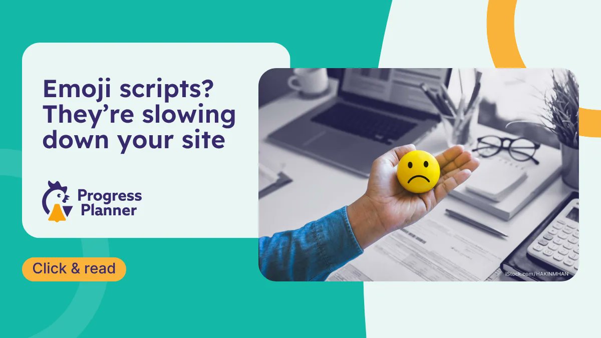 MyProgressPlan's tweet card. WordPress loads emoji scripts by default, even when you don’t use emoji. Learn how to remove them and improve your site speed.