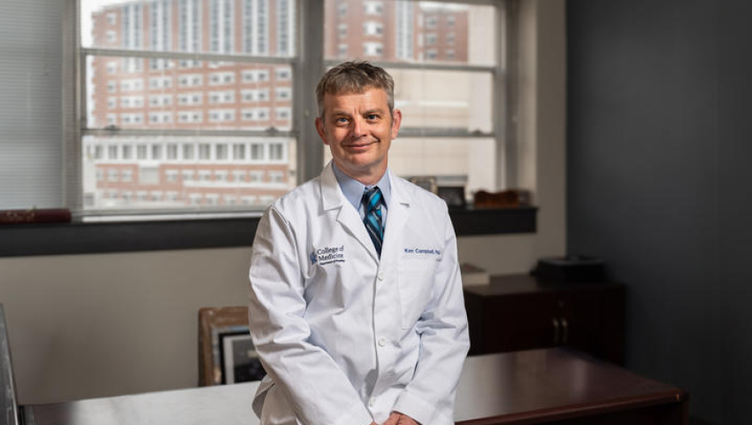 ResearchKY's tweet card. Kenneth S. Campbell, professor of cardiovascular medicine and physiology in the UK College of Medicine, has been honored as a 2025-26 University Research Professor.