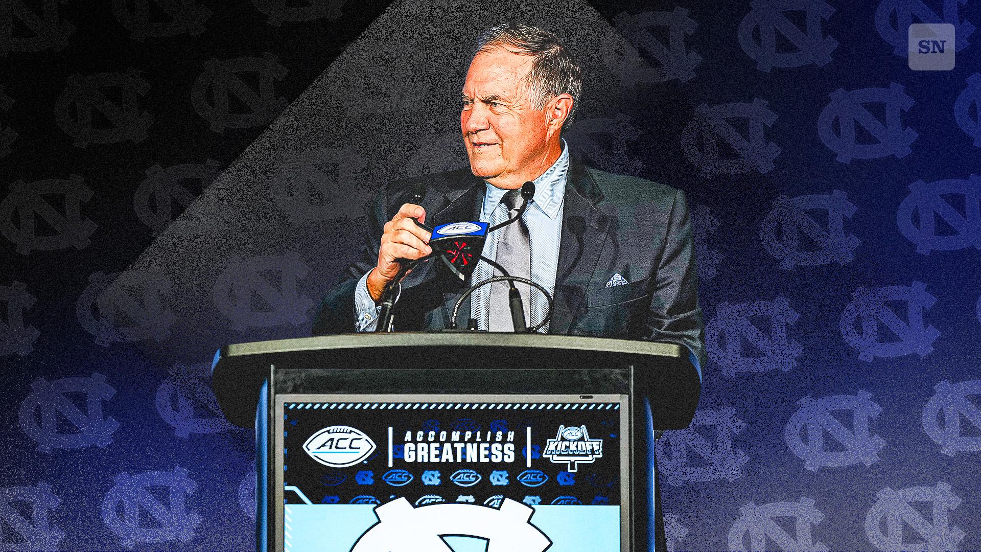 BillBender92's tweet card. North Carolina's new head man was the biggest attraction in Charlotte. He answered a lot of questions, but one remains unanswered. Can he win?