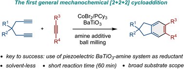 Green_Catalysis's tweet card. In this study, we present the first general mechanochemical protocol for the catalytic [2+2+2] cycloaddition of alkynes via a simple and inexpensive cobalt(ii)-based catalytic system. The key to...