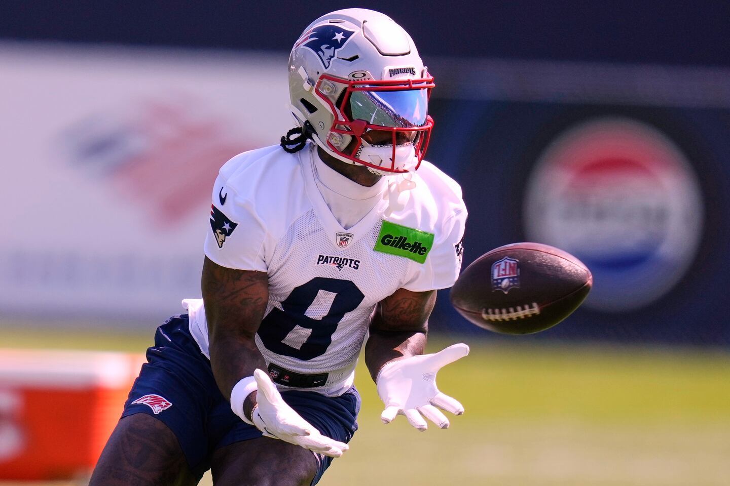cpriceglobe's tweet card. Other than sitting out a tackling drill, Diggs took part in every pre-practice drill, then snagged a pair of balls from Drake Maye in 11-on-11 work.