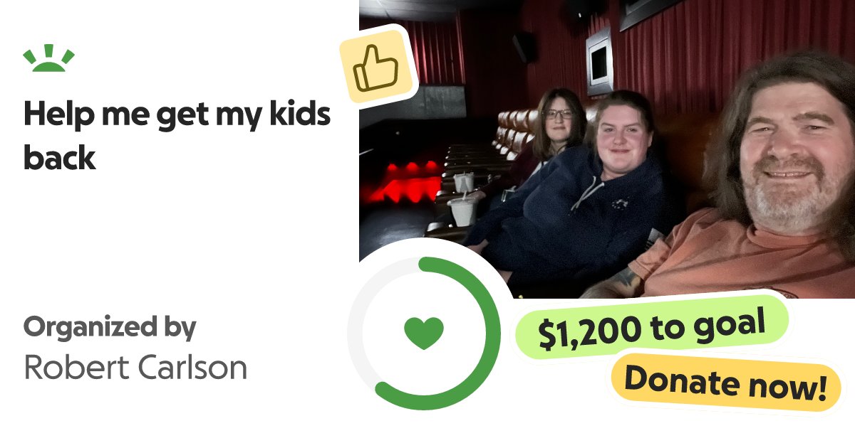 PoppTerrence's tweet card. Hi! I’m Rob and I need help. I went through a nasty divorce about a year and a half ago an… Robert Carlson needs your support for Help me get my kids back
