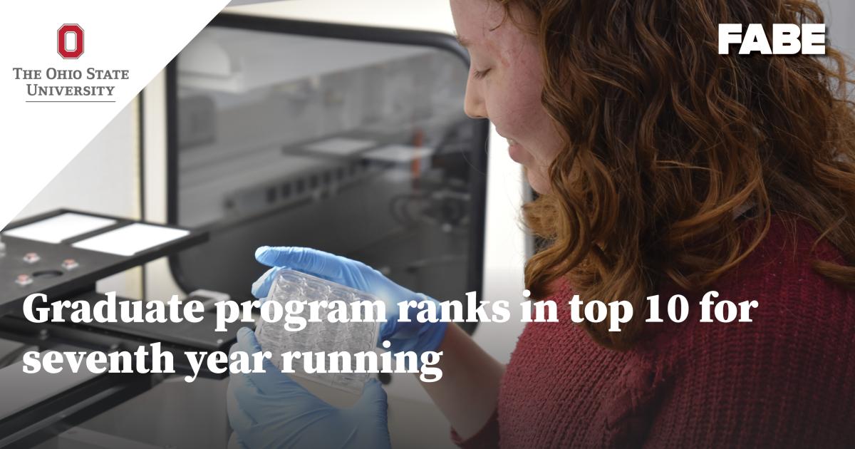 OhioStateFABE's tweet card. The Department of Food, Agricultural and Biological Engineering (FABE) within both the College of Food, Agricultural, and Environmental Sciences (CFAES) and College of Engineering at The Ohio State...
