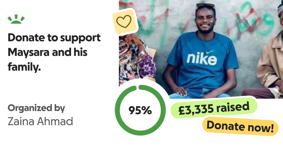 sefsprite's tweet card. Hi, my name is Zaina, I'm in the UK and I'm fundraising for my friend Maysara Mu… Zaina Ahmad needs your support for Donate to support Maysara and his family.