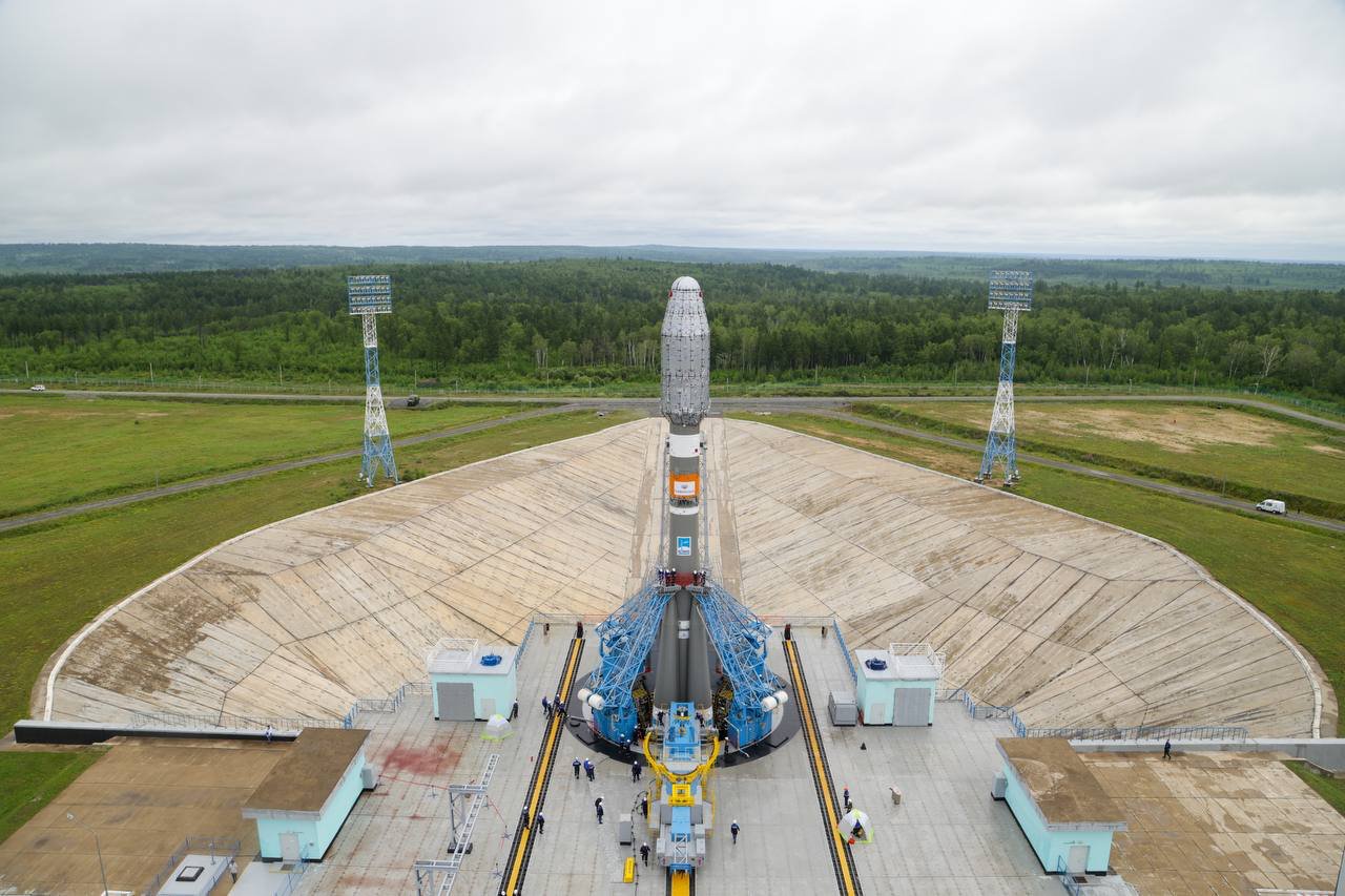 NASASpaceflight's tweet card. A Soyuz 2.1b rocket is set to launch from Site 1S at Vostochny Cosmodrome in…