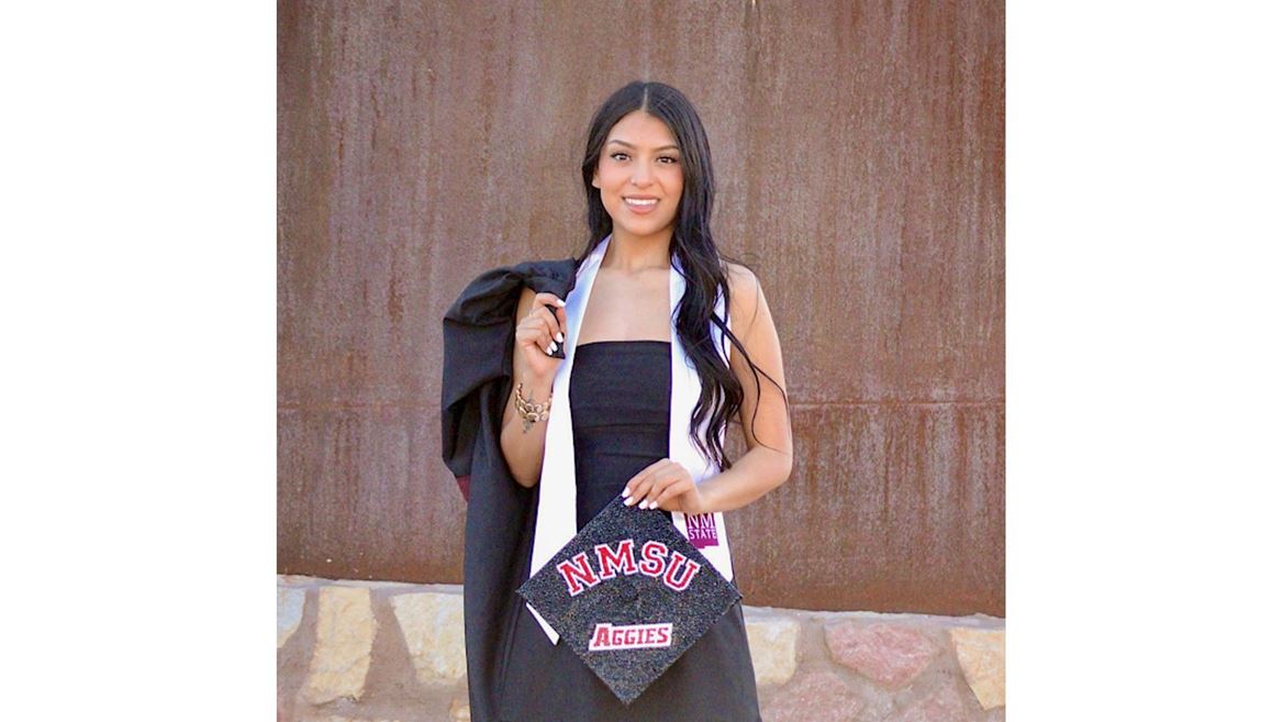 NMSUNews's tweet card. As Camille Valdez completes her last couple of classes for her bachelor’s degree at New Mexico State University this summer, she recalled the first summer she spent at NMSU just before her...