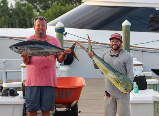 OnTheWaterMedia's tweet card. The canyons are giving up tuna, tilefish, mahi and marlin, while inshore anglers lean on speckled trout, flounder and more to get through the Bay's summer striped bass closure.