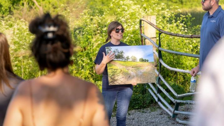 ResearchKY's tweet card. Walking tours of Robin Ridge Farms included stops to highlight their conservation practices, including gateway protection, drainageway shaping and seeding, fencing, feed pad/bale grazing and stream...