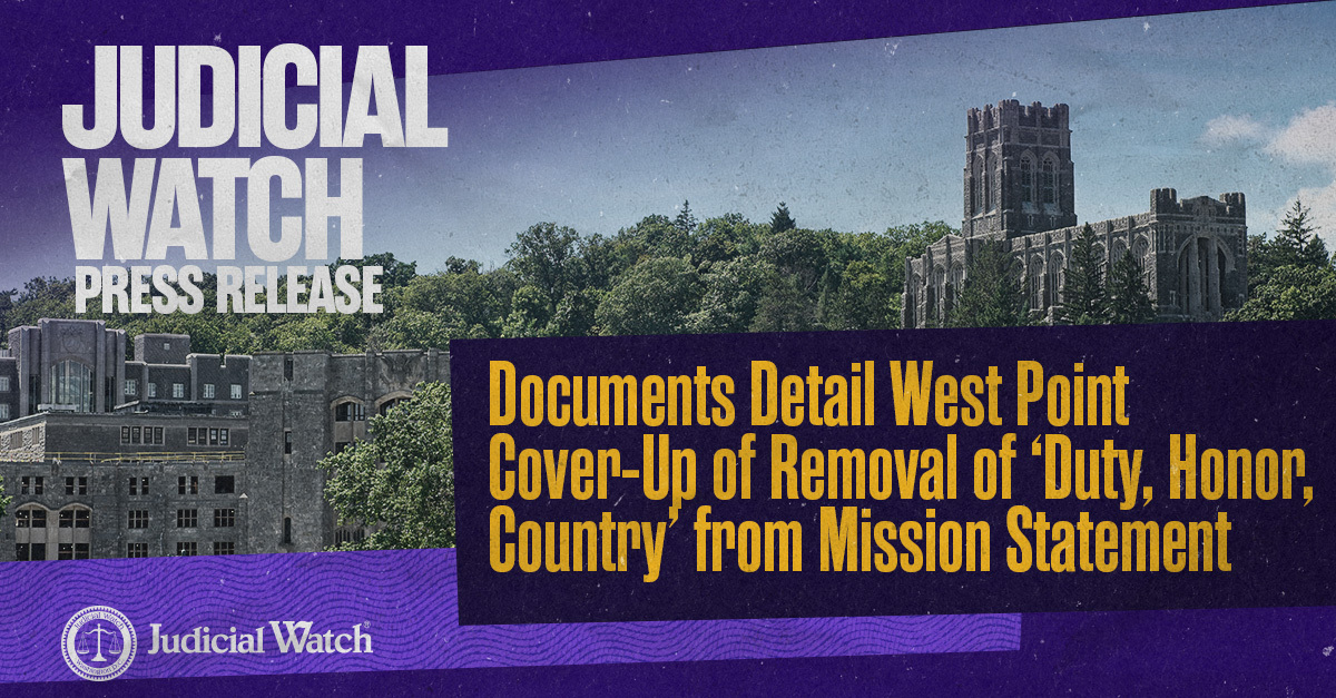 MacArthurofWP's tweet card. (Washington, DC) – Judicial Watch announced today it receive 445 pages of records from the U.S. Military Academy at West Point, revealing that speakers at the March 2024 “Founders Day” event were...