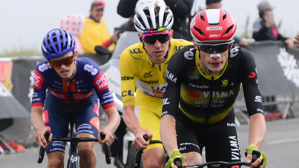 TimesSport's tweet card. When Jonas Vingegaard launched final attack on Col de la Loze, only Tadej Pogacar and Oscar Onley could respond and he is now poised for a final podium push