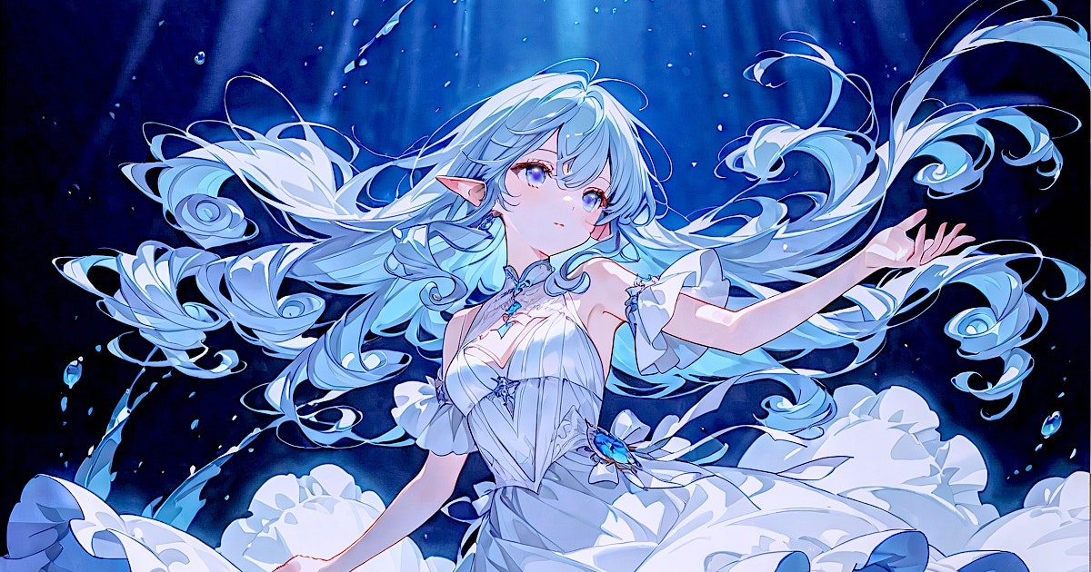 iwasiman's tweet card. この作品は「Stable Diffusion XL」で生成された「ファンタジー 妖精 水 精霊 フェアリーダンス ShiitakeMix 気軽にコメントください！」タグがついた「いわしまん」さんのAIイラストです。プロンプト・呪文も掲載されています。