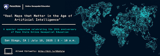 PennStateGIS's tweet card. 2025 PSU OGE Symposium "Real Maps that Matter in the Age of Artificial Intelligence"