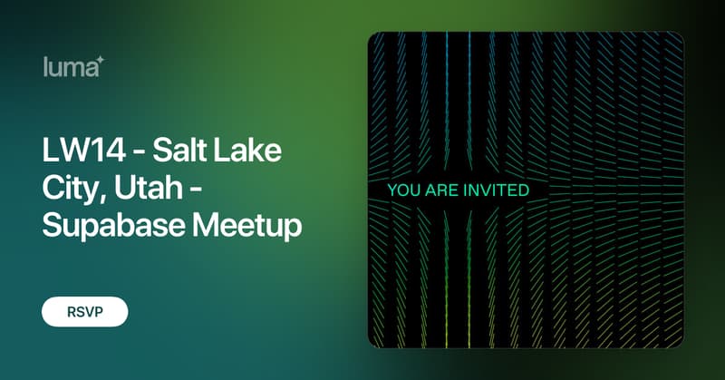 KyleRummens's tweet card. Join us for LW14 in Utah, hosted by Supabase! Come hang out, meet some awesome people, and chat about all things tech and innovation. Whether you're a seasoned…
