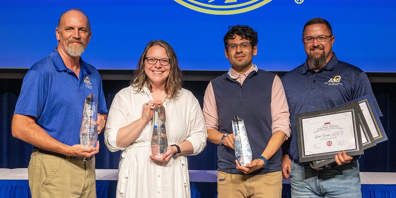 AngeloState's tweet card. Four Angelo State University staff members – Antonio Gallegos Jr., Scott Gartman, Mary Garza and Brittney Miller – have earned the 2024-25 President�...