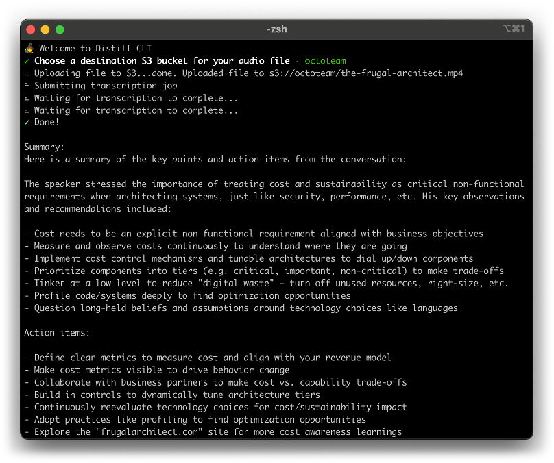 andywarfield's tweet card. After a few code reviews from Rustaceans at Amazon and a bit of polishing, I'm ready to share the Distill CLI. An open-source tool written in Rust for summarizing meetings and other media that uses...